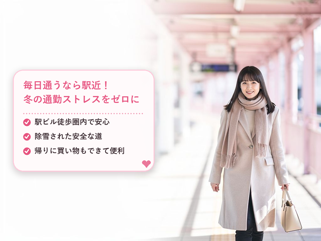 駅近の事務所だから続けられる!冬の通勤の利便性